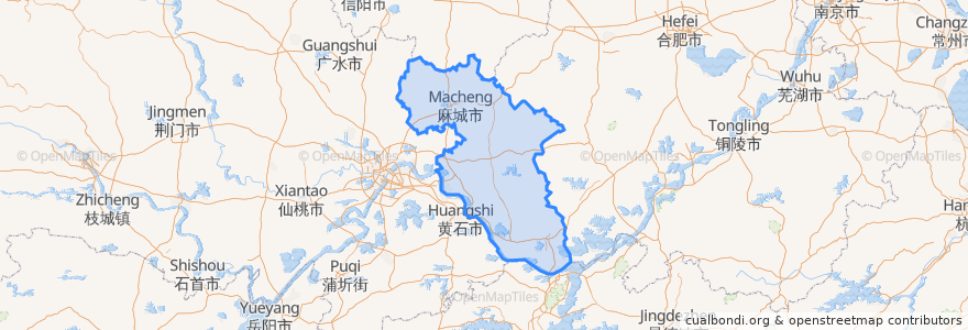 Mapa de ubicacion de 黄冈市.