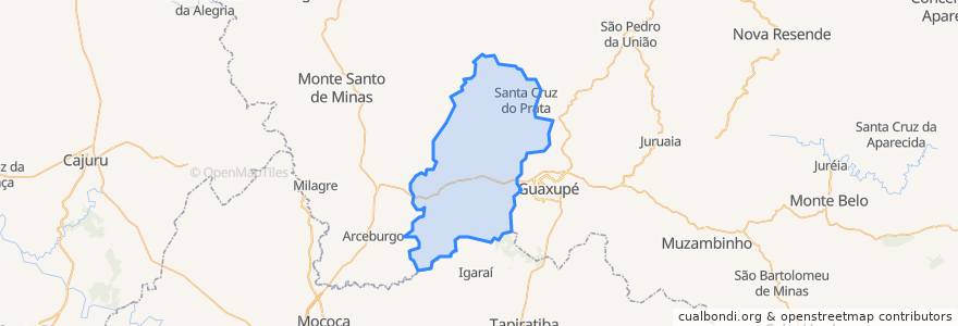 Mapa de ubicacion de Guaranésia.