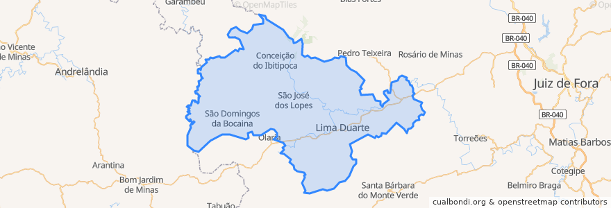 Mapa de ubicacion de Lima Duarte.