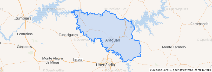 Mapa de ubicacion de Araguari.