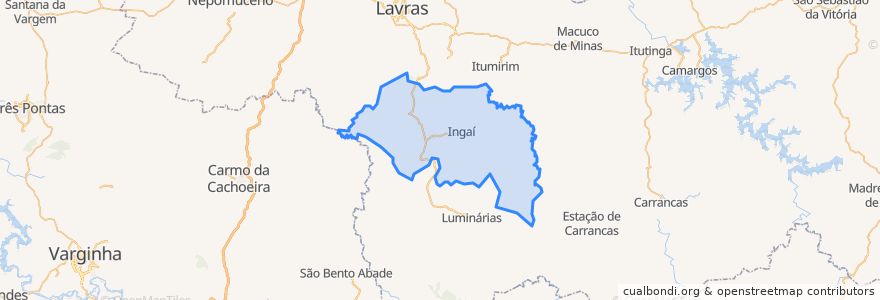 Mapa de ubicacion de Ingaí.