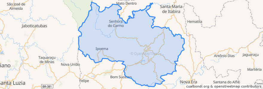 Mapa de ubicacion de Itabira.