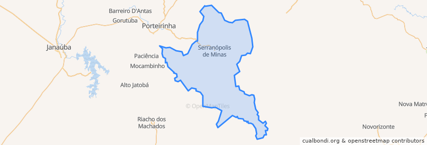 Mapa de ubicacion de Serranópolis de Minas.