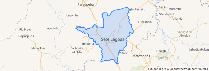 Mapa de ubicacion de Sete Lagoas.