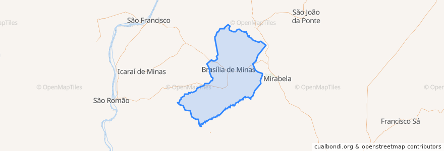 Mapa de ubicacion de Brasília de Minas.