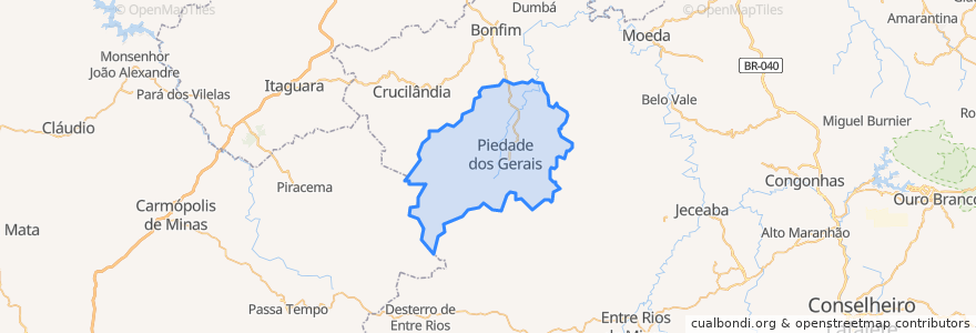 Mapa de ubicacion de Piedade dos Gerais.