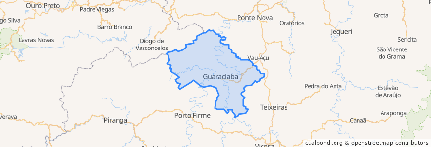 Mapa de ubicacion de Guaraciaba.