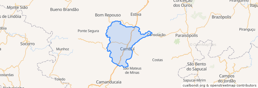 Mapa de ubicacion de Cambuí.