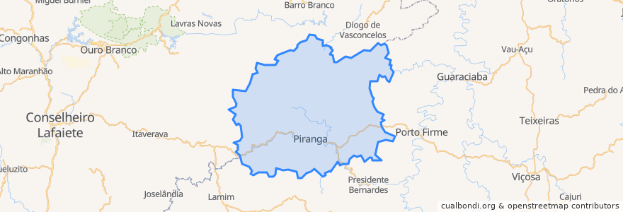 Mapa de ubicacion de Piranga.