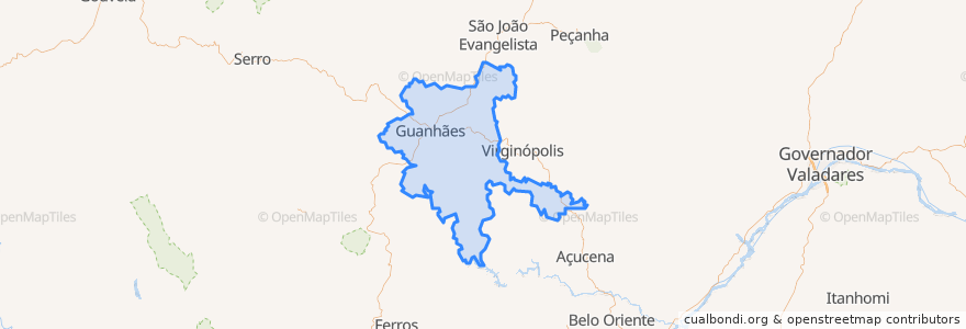 Mapa de ubicacion de Guanhães.