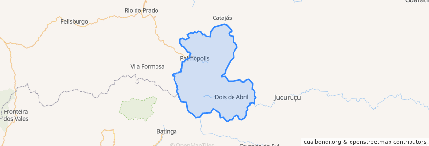 Mapa de ubicacion de Palmópolis.