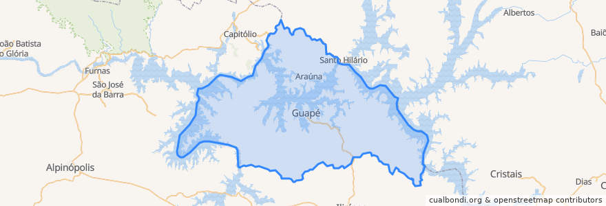 Mapa de ubicacion de Guapé.