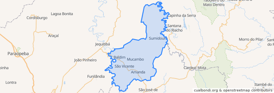 Mapa de ubicacion de Baldim.