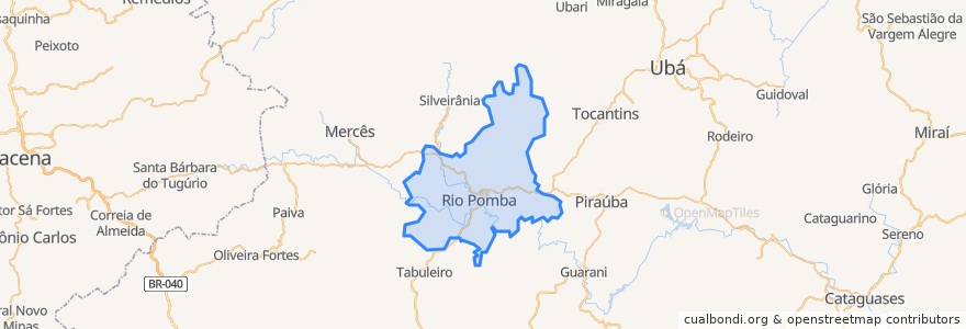 Mapa de ubicacion de Rio Pomba.