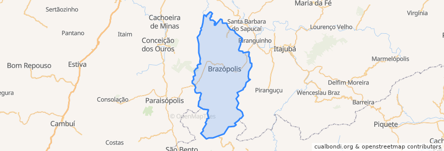 Mapa de ubicacion de Brazópolis.