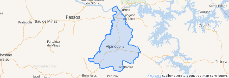 Mapa de ubicacion de Alpinópolis.