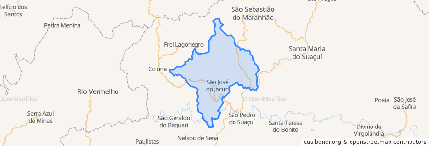 Mapa de ubicacion de São José do Jacuri.