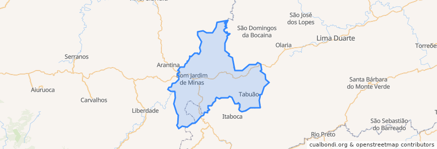 Mapa de ubicacion de Bom Jardim de Minas.