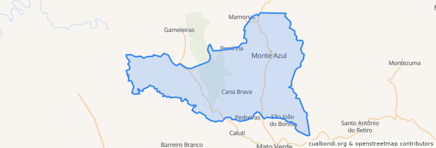 Mapa de ubicacion de Monte Azul.