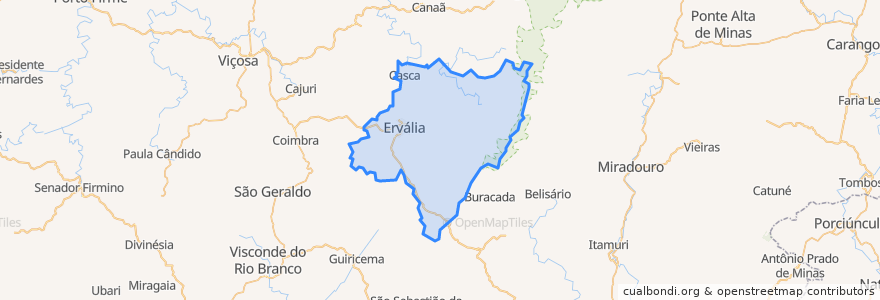 Mapa de ubicacion de Ervália.