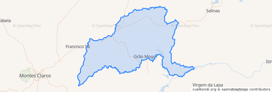 Mapa de ubicacion de Grão Mogol.