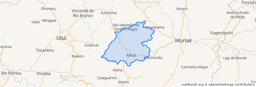 Mapa de ubicacion de Miraí.