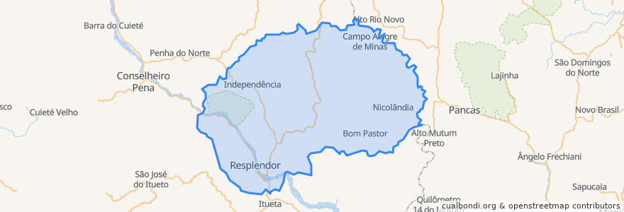 Mapa de ubicacion de Resplendor.