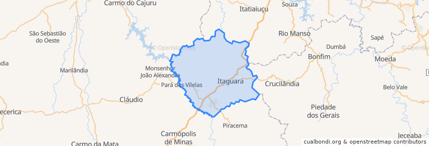 Mapa de ubicacion de Itaguara.