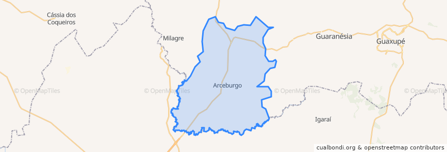 Mapa de ubicacion de Arceburgo.