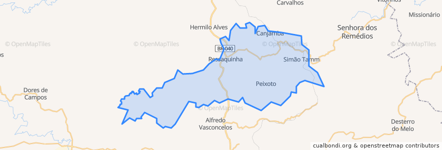 Mapa de ubicacion de Ressaquinha.