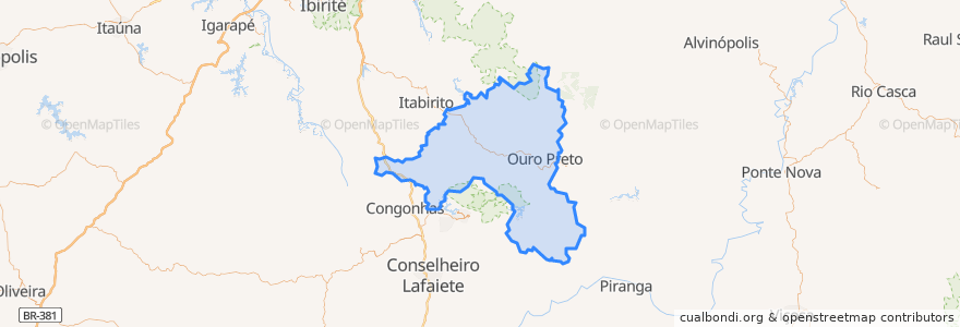 Mapa de ubicacion de Ouro Preto.