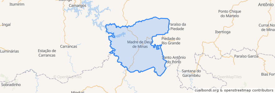 Mapa de ubicacion de Madre de Deus de Minas.