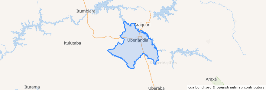 Mapa de ubicacion de Uberlândia.