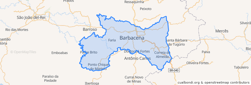 Mapa de ubicacion de Barbacena.