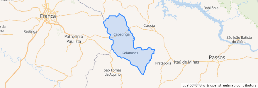 Mapa de ubicacion de Capetinga.