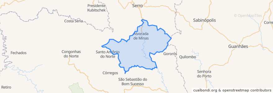 Mapa de ubicacion de Alvorada de Minas.