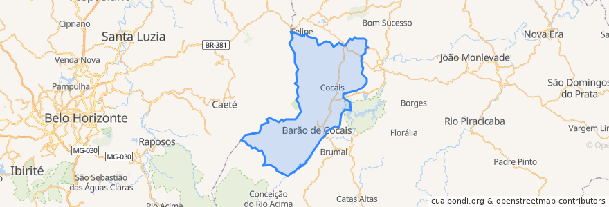 Mapa de ubicacion de Barão de Cocais.