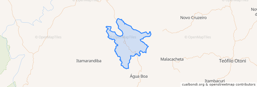 Mapa de ubicacion de Capelinha.