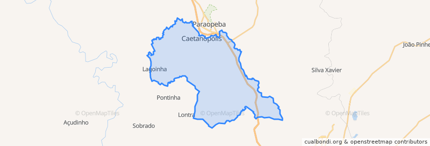 Mapa de ubicacion de Caetanópolis.