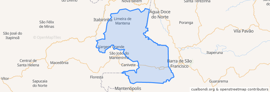 Mapa de ubicacion de Mantena.