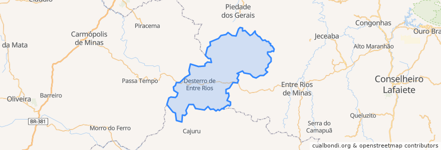 Mapa de ubicacion de Desterro de Entre Rios.