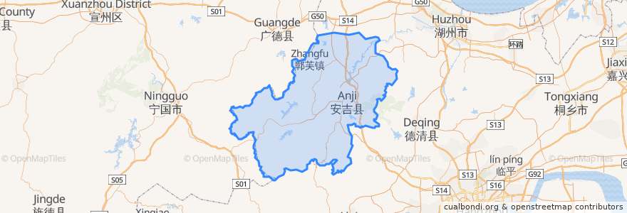 Mapa de ubicacion de 安吉县.