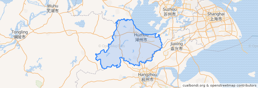 Mapa de ubicacion de 湖州市.