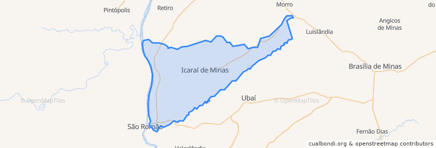 Mapa de ubicacion de Icaraí de Minas.