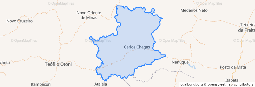 Mapa de ubicacion de Carlos Chagas.