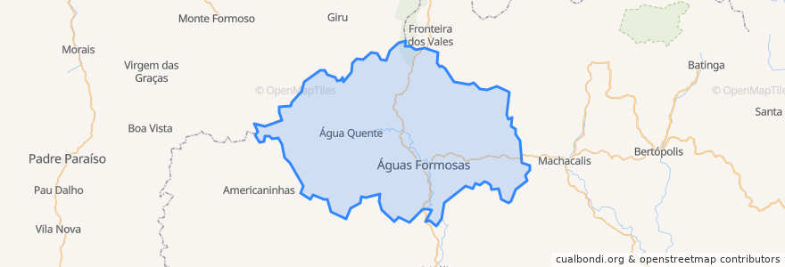 Mapa de ubicacion de Águas Formosas.