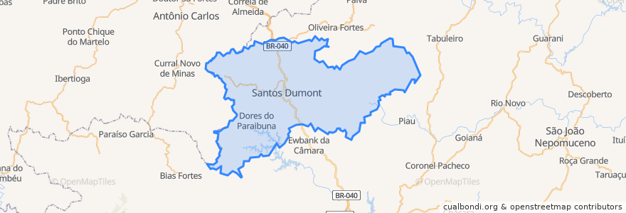 Mapa de ubicacion de Santos Dumont.