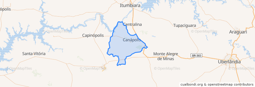 Mapa de ubicacion de Canápolis.