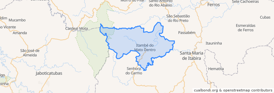 Mapa de ubicacion de Itambé do Mato Dentro.