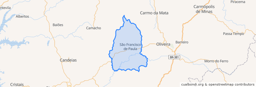 Mapa de ubicacion de São Francisco de Paula.